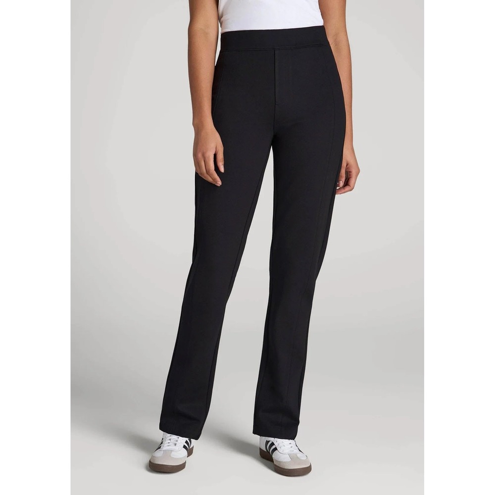 American Tall Pull On Slim Dress Pants Women 16 Tall Black Stretch Ponte Trouser